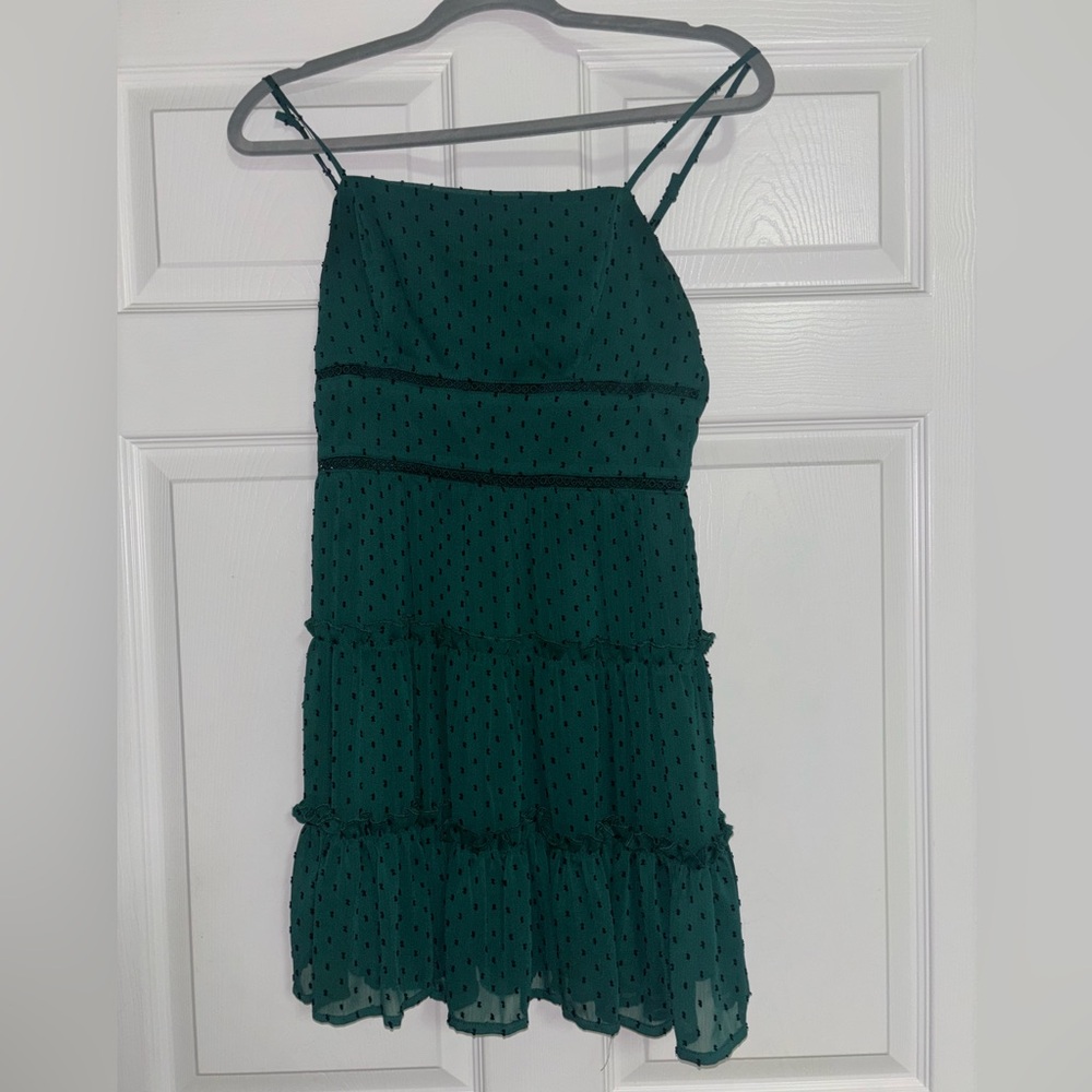 Francesca’s jade green short dress